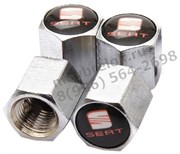 Колпачки на ниппель Сеат (черн.фон, шестигр.-хром) комплект 4шт CAP.Seat.Hex.bk