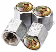 Колпачки на ниппель Порше (золото, шестигр.-хром) комплект 4шт CAP.porsche.Hex.gld