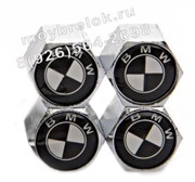 Колпачки на ниппель БМВ (черн.фон, шестигр.-хром) комплект 4шт CAP.BMW.Hex.bk