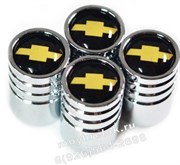 Колпачки на ниппель Шевроле (черн.фон, цилиндр) комплект 4шт CAP.Chevrolet.Rnd.bk