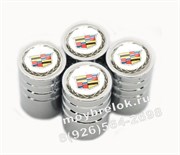 Колпачки на ниппель Кадиллак (бел.фон, цилиндр) комплект 4шт CAP.cadillac.Rnd.wh