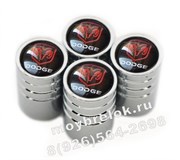 Колпачки на ниппель Додж (черн.фон, цилиндр) комплект 4шт CAP.Dodge.Rnd.bk