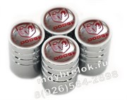 Колпачки на ниппель Додж (бел.фон, цилиндр) комплект 4шт CAP.Dodge.Rnd.wh