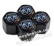 Колпачки на ниппель Додж (черн.фон, шестигр.-черн) комплект 4шт CAP.Dodge.HexB.bk