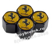Колпачки на ниппель Феррари (желт, шестигр.-черн) комплект 4шт CAP.Ferrari.HexB.yel