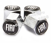 Колпачки на ниппель Фиат (черн.фон, шестигр.-хром) комплект 4шт CAP.fiat.Hex.bk