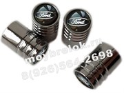 Колпачки на ниппель Форд (черн.фон, цилиндр) комплект 4шт CAP.ford.Rnd.bk