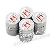 Колпачки на ниппель Хонда (бел.фон, цилиндр) комплект 4шт CAP.honda.Rnd.wh