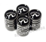 Колпачки на ниппель Инфинити (черн.фон, цилиндр) комплект 4шт CAP.infiniti.Rnd.bk