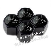 Колпачки на ниппель Ягуар (черн.фон, шестигр.-черн) комплект 4шт CAP.jaguar.HexB.bk