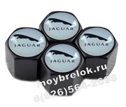 Колпачки на ниппель Ягуар (бел.фон, шестигр.-черн) комплект 4шт CAP.jaguar.HexB.wh