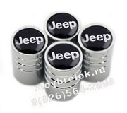Колпачки на ниппель Джип (черн.фон, цилиндр) комплект 4шт CAP.jeep.Rnd.bk