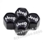 Колпачки на ниппель Джип (черн.фон, шестигр.-черн) комплект 4шт CAP.jeep.HexB.bk