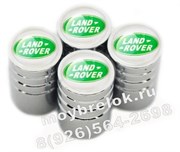 Колпачки на ниппель Лэнд Ровер (зелен.фон, цилиндр) комплект 4шт CAP.Land.Rover.Rnd.grn