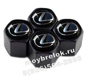Колпачки на ниппель Лексус (черн.фон, шестигр.-черн) комплект 4шт CAP.lexus.HexB.bk