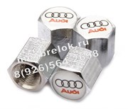 Колпачки на ниппель Ауди (бел.фон, шестигр.-хром) комплект 4шт CAP.Audi.Hex.wh