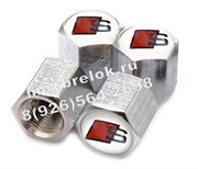 Колпачки на ниппель Ауди S (бел.фон, шестигр.-хром) комплект 4шт CAP.Audi.Hex.S.wh