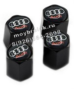 Колпачки на ниппель Ауди (черн.фон, шестигр.-черн) комплект 4шт CAP.Audi.HexB.bk