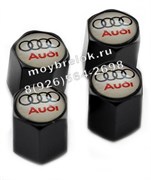 Колпачки на ниппель Ауди (бел.фон, шестигр.-черн) комплект 4шт CAP.Audi.HexB.wh