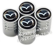 Колпачки на ниппель Мазда (черн.фон, цилиндр) комплект 4шт CAP.Mazda.Rnd.bk