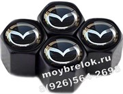 Колпачки на ниппель Мазда (черн.фон, шестигр.-черн) комплект 4шт CAP.Mazda.HexB.bk