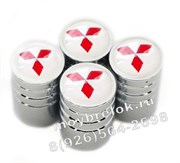 Колпачки на ниппель Митсубиси (бел.фон, цилиндр) комплект 4шт CAP.Mitsubishi.Rnd.wh