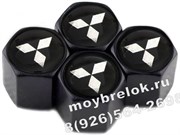 Колпачки на ниппель Митсубиси (черн.фон, шестигр.-черн) комплект 4шт CAP.Mitsubishi.HexB.bk