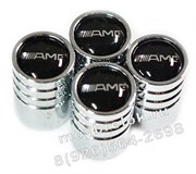 Колпачки на ниппель Мерседес AMG (черн.фон, цилиндр) комплект 4шт CAP.Mercedes.Rnd.AMG.bk
