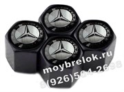 Колпачки на ниппель Мерседес колос, (шестигр. черн) комплект 4шт CAP.Mercedes.HexB.wing