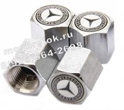 Колпачки на ниппель Мерседес (шестигр.-хром) комплект 4шт CAP.Mercedes.Hex.wing