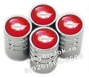 Колпачки на ниппель Мини Купер (красн, цилиндр) комплект 4шт CAP.mini.Rnd.red