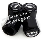 Колпачки на ниппель Опель (черн.фон, шестигр.-черн) комплект 4шт CAP.opel.HexB.bk