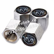 Колпачки на ниппель Додж (черн.фон, шестигр.-хром) комплект 4шт CAP.Dodge.Hex.bk