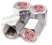 Колпачки на ниппель Додж (бел.фон, шестигр.-хром) комплект 4шт CAP.Dodge.Hex.wh