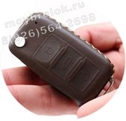 Чехол для выкидного ключа Фольксваген mk6 мягкая натуральная кожа, коричневый Cas.K3.VW.mk6.brw