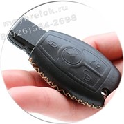 Чехол для смарт ключа Мерседес мягкая натуральная кожа, черный Cas.K3.Mercedes.N.bk