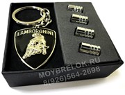 Подарочный набор Ламборгини брелок и комплект ниппелей на диск set.lamborghini.k+cap
