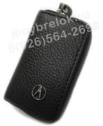 Ключница Акура черная, фактурная на молнии CAS.IN.Acura.bk2