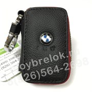 Ключница БМВ черная с красной строчкой на застежке на молнии CAS.IN.bmw.b-r