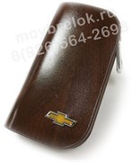 Ключница Шевроле коричневая на молнии CAS.IN.Chevrolet.brw
