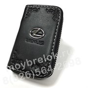 Ключница Лексус черная на молнии CAS.IN.lexus.bk