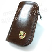 Ключница Порше коричневая на молнии CAS.IN.porsche.brw