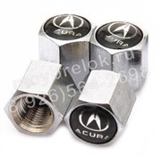 Колпачки на ниппель Акура (черн.фон, шестигр.-хром) комплект 4шт CAP.Acura.Hex.bk