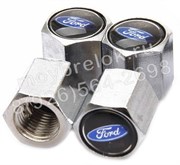 Колпачки на ниппель Форд (черн.фон, шестигр.-хром) комплект 4шт CAP.ford.Hex.bk