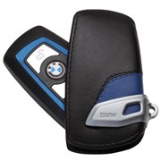 Кожаный выкидной чехол БМВ кожа наппа / (кат.82292219915), синий CAS.NaP.bmw.bu