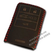 Чехол для смарт ключа Кадиллак кожаный 4 кнопки, красный CAS.K2.cadillac.4k.red