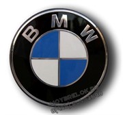 Наклейка БМВ сине-белая (78 мм) на капот / багажник EM.BMW.78.bu