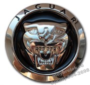 Эмблема Ягуар (70мм) решетки радиатора (3М скотч), (черн.) EM.jaguar.grill.70.bk