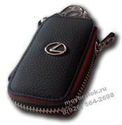 Ключница Лексус черная с красной строчкой на застежке на молнии CAS.IN.lexus.b-r