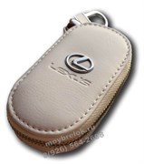 Ключница Лексус белая, овальная на молнии CAS.IN.lexus.wh.rnd
